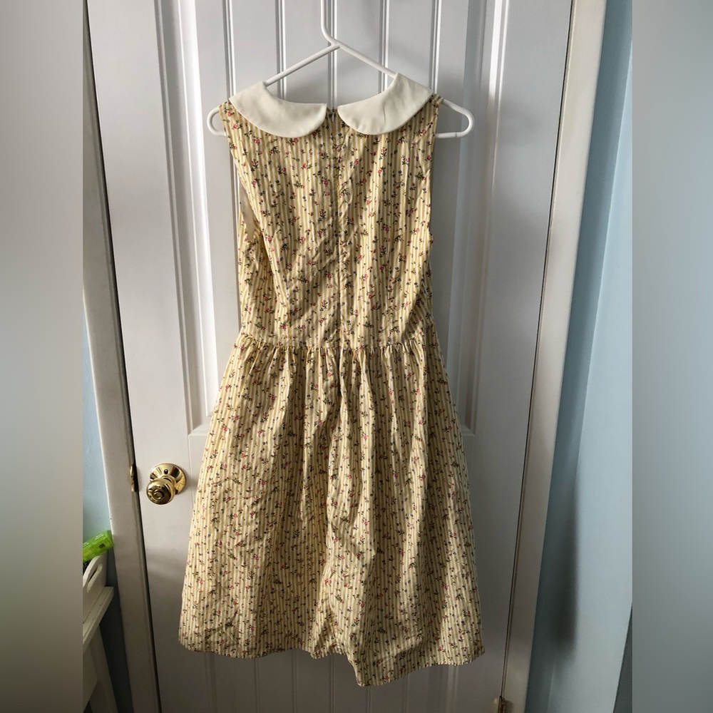 Tulip B Peter Pan Collar Yellow Stripe/Floral Vintage Inspired A Line Dress